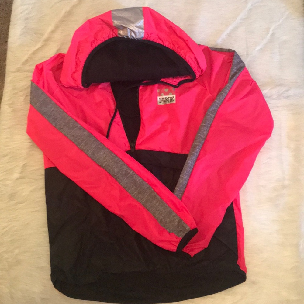 Pink Victoria’s Secret Nylon Jacket W/Front Pocket